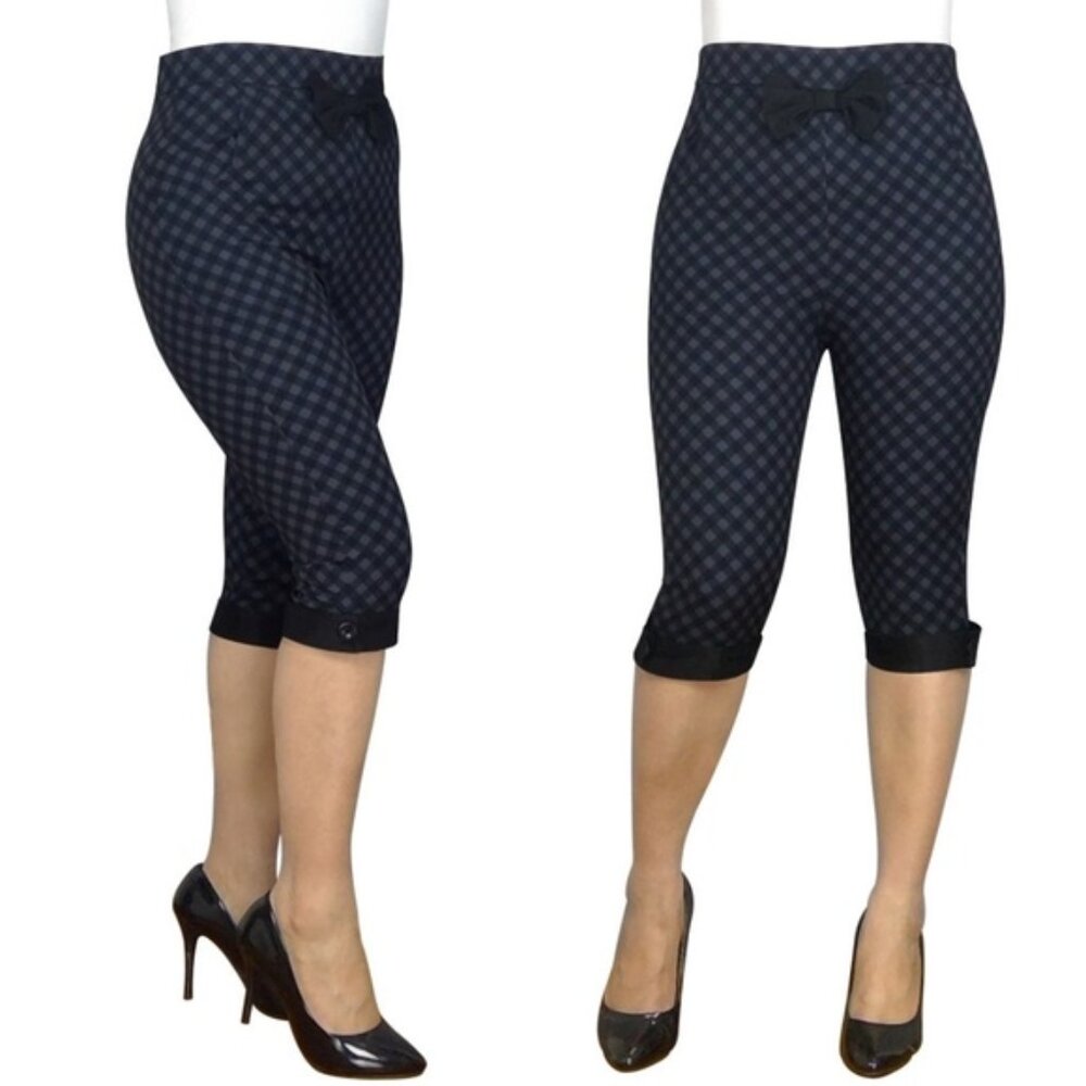 Pocket Pin Up Clothing Bow Capri Pants